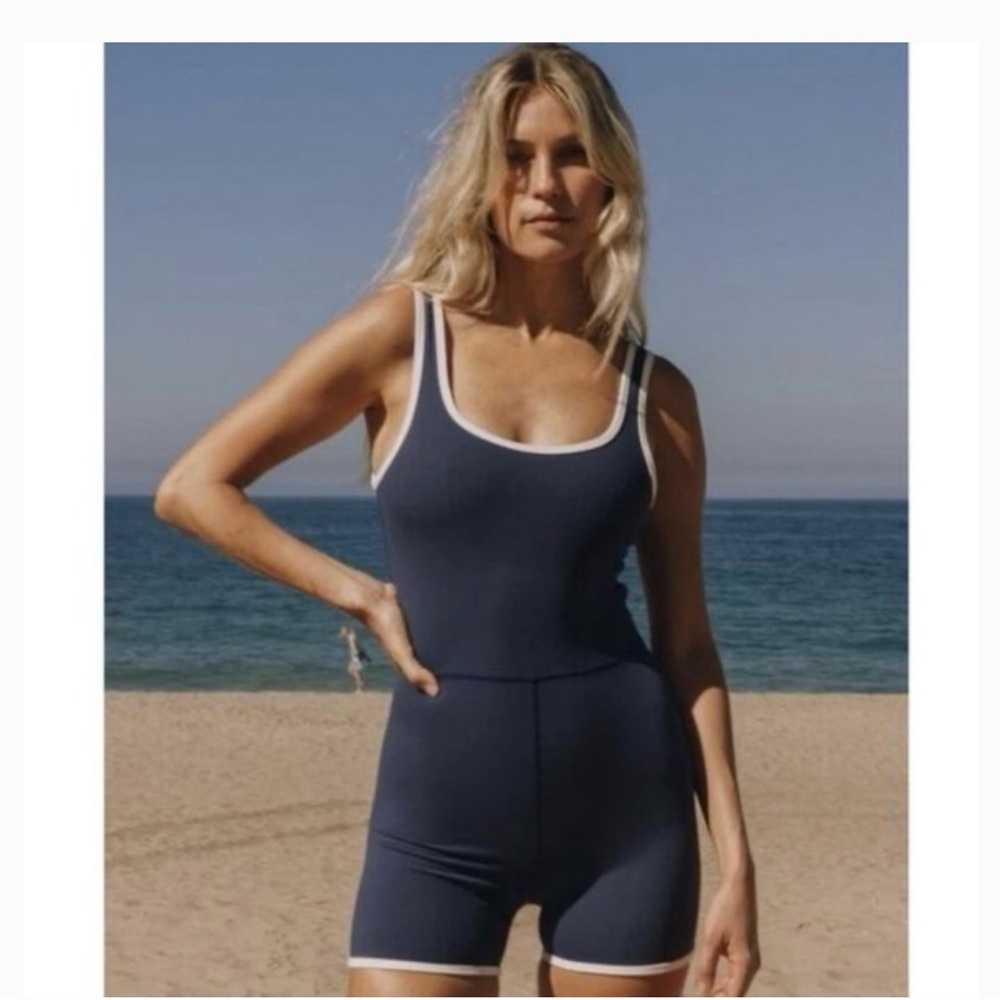 Daily Drills Navy and White Trim Romper